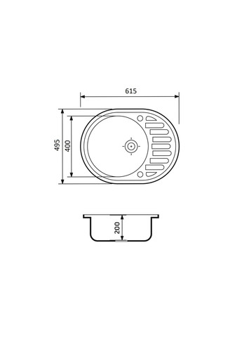 Мийка кухонна Ovum, штучний камінь, овальна, з крилом, 615х495х200мм, чаша - 1, врізна, сірий Adamant (371632843)