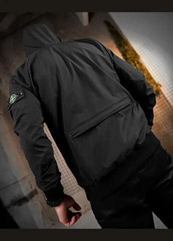 Мужская городская ветровка Stone Island Black водоотталкивающая из эластичного материала T800 No Brand (340560520)