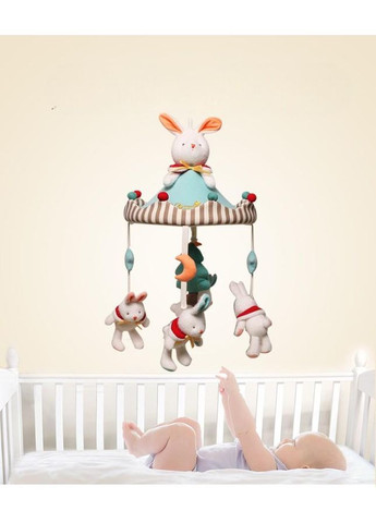 Музичний мобіль-карусель для дитячого ліжечка з плюшевими кроликами 31583 Різнобарвний No Brand (370080655)