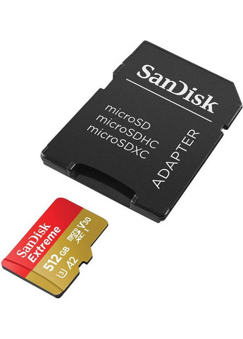 Карта памяти MicroSDXC512GB C10 UHSI Extreme V30 U3 R190/W130MB/s + SD (SDSQXAV-512G-GN6MA) SanDisk (314973839)