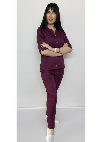 Костюм жіночий медичний Мілан стрейч-котон на гудзиках три чверті рукав No Brand (365843272)