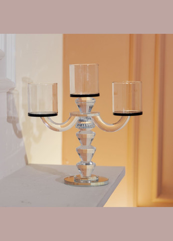 Подсвечник-канделябр стеклянный Parallels на 3 свечи 23 см Yiwu (328603847)