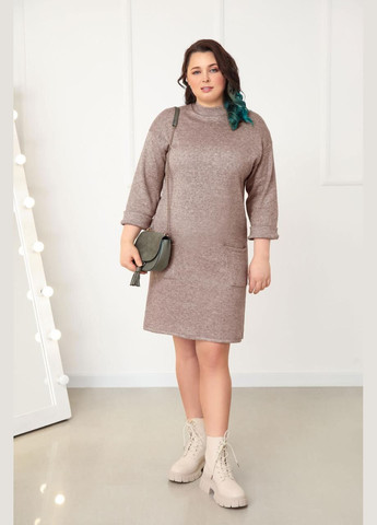 Кофейное теплое платье из двухсторонней ангоры Fashion Girl