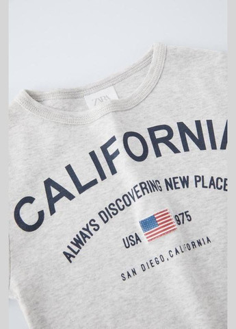 Серый демисезонный праздничный, коктейльный, спортивный, деловой, домашний, карнавальный, повседневный, кэжуал, джинсовый, вечерний лонгслив Zara американский флаг