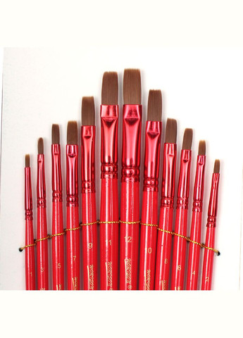 Набір пензлів для малювання з синтетики 12 штук (плоскі) Worison (322650350)