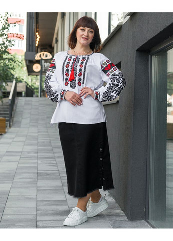 Біла вишиванка жайворонки-2 Alenka Plus