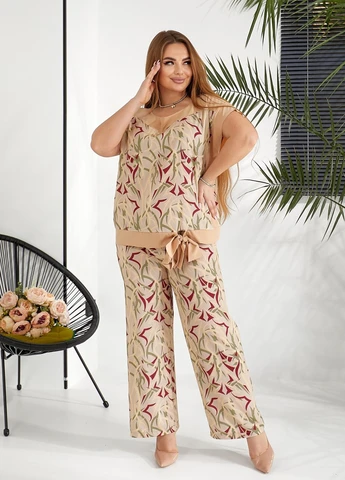 Женский летний костюм из софта блуза и штаны No Brand (322986761)