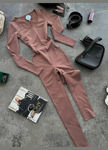 Облегающий комбинезон Adelante комбинезон-брюки однотонный коричневый кэжуал