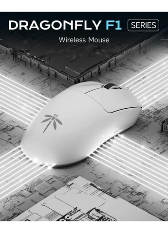 Игровая беспроводная мышь Dragonfly F1 Pro White PAW3395, 26000 DPI, 2.4G/Bluetooth/Кабель VGN (381399078)