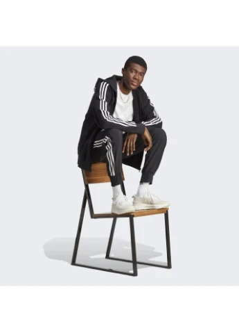 Толстовка Essentials French Terry 3-Stripes Full-Zip Hoodie Black IC0433 adidas (398026792)