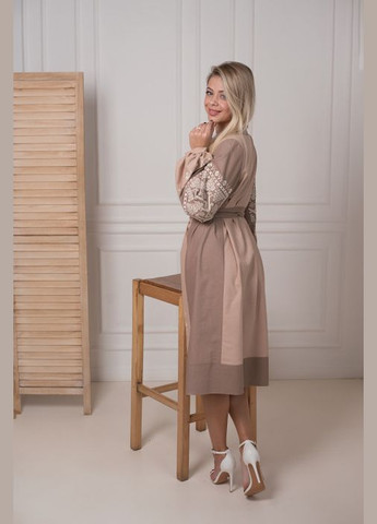 Бежевий зимній жіноча вишита сукня оріана Galychanka 5188