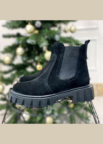 Челсі замшеві жіночі на потовщеній підошві. Колір чорний. 39 розмір Vasha para (304773287)