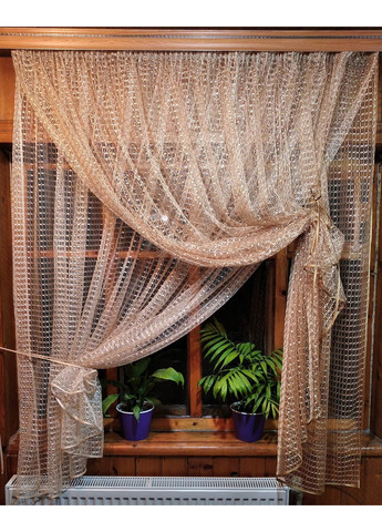 Кухонна фіранка Діна моко+золото No Brand (372133737)