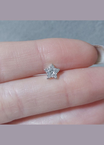 Сережка штанга для пірсингу вуха Зірка MK1197-62 сріблястий DeKolie (315023838)