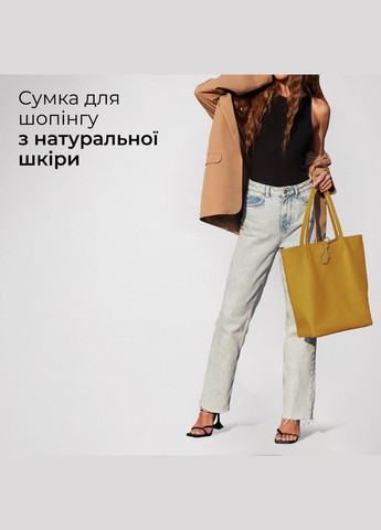 Шопер Гірчичний - Італійська жіноча м’яка сумка-шопер із натуральної шкіри без підкладки на блискавці з внутрішньою TAKEASY (350612620)