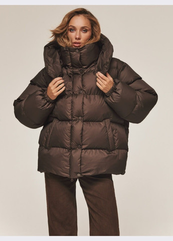 Коричнева зимня пуфер зі знімним капюшоном коричневий Dressa