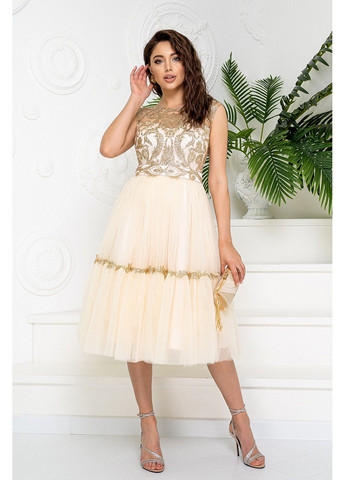 Персикова коктейльна сукня атлас гліттер 20065 персикова Tanita-Romario