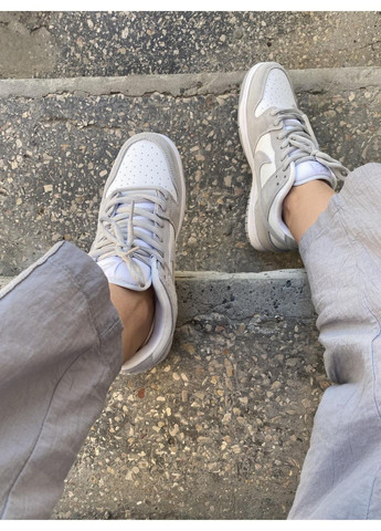 Серые демисезонные кроссовки мужские nike dunk low white grey найк сб данк No Brand