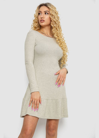 Сіра повсякденний трикотажне плаття з оборкою для жінок середньої довжини з довгими рукавами чорне (sku_230r0112) No Brand однотонна