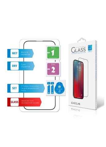 Стекло защитное (1283126593284) ACCLAB Full Glue Apple iPhone 16 Pro Max Black (366661387)
