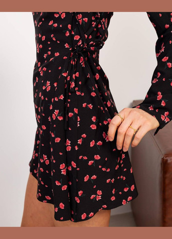 Чорна вечірня, кежуал жіноча сукня міні з квітковим принтом No Brand з квітковим принтом