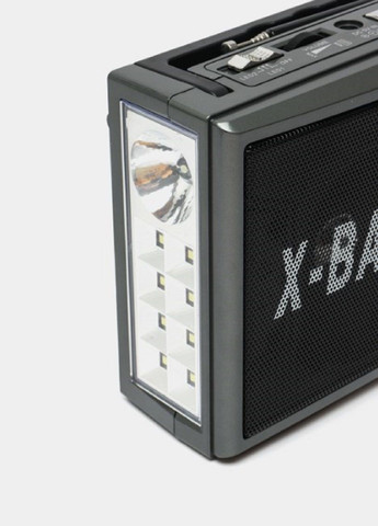 Портативний акумуляторний радіоприймач RX-177 з вбудованим LED ліхтариком від батарейок чи мережі Сірий Golon (305327445)