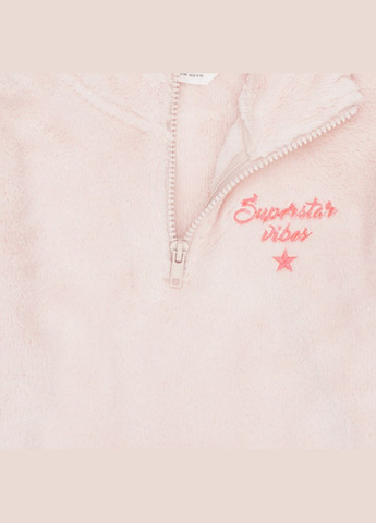 H&M свитшот из плюша надпись светло-розовый повседневный полиэстер