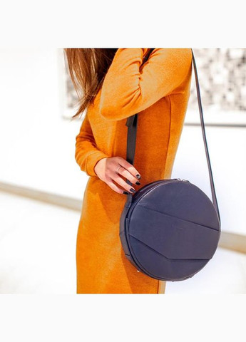 Кожаная женская круглая сумка-рюкзак Maxi темно-синяя (A-026559) BlankNote (327874308)