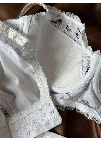 Білий комплект бюстгальтер напівкорсет + трусики сліпи 11863 білий Lanny Mode