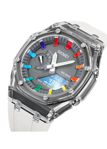 Жіночий спортивний годинник 2100 (Білий з сірим циферблатом) Skmei (314483815)