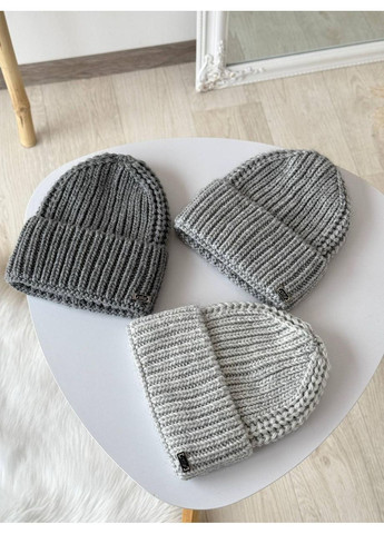 Шапка жіноча в'язана / Тепла зимова шапка з закотом/М'яка жіноча шапка з товстої пряжі Запорошено-рожевий No Brand (366571866)