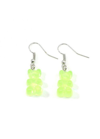 Женские серьги крючки в форме 3D сережки белые Желейные Мишки серебристые Liresmina Jewelry (295440338)