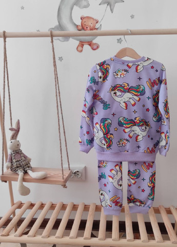 Комбинированная всесезон пижама для девочек единорог кофта + брюки No Brand
