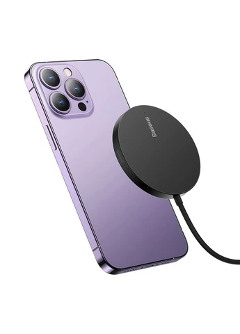 Бездротовий зарядний пристрій 15W Black (CCJJ040001) Baseus Simple Mini3 Magnetic Wireless Charger (386040594)