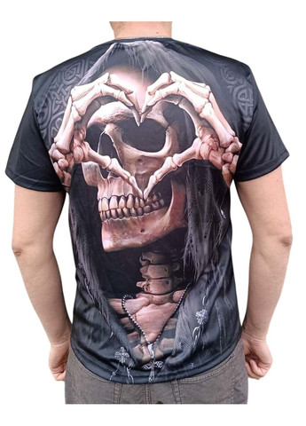 Чорна футболка з черепом серце розмір l No Brand