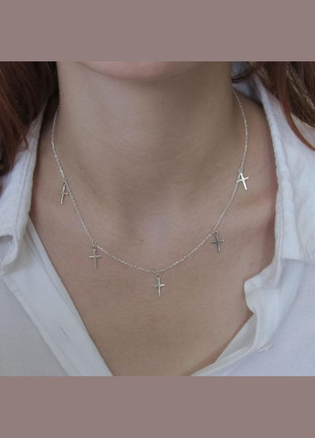 Серебряное колье "Крестики" No Brand (350667147)