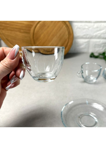 Набір кавових чашок із блюдцями 6 шт 90 мл Басик Pasabahce (350940943)