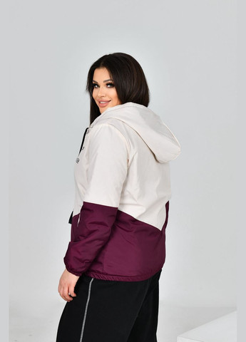 Бордова жіноча куртка з капюшоном колір марсала з нюдовим р.48/50 453429 New Trend