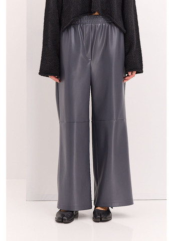 Женские брюки из экокожи серые с горизонтальными швами Arjen (361056675)