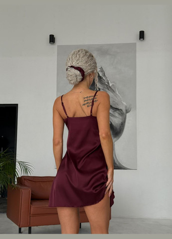 Сорочка женская шелковая с кружевом Бордовый Maybel (322455611)