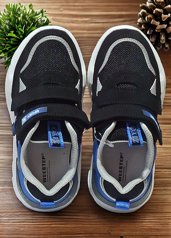 Черные демисезонные кроссовки для мальчиков 3671вк черные с синим Weestep