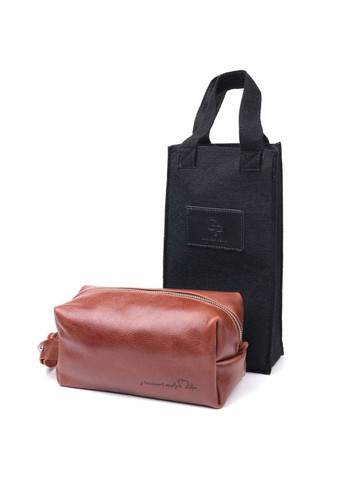 Чоловіча косметичка великого розміру з гладкої шкіри на блискавці Серце 16768 Світло-коричнева Grande Pelle (298567865)