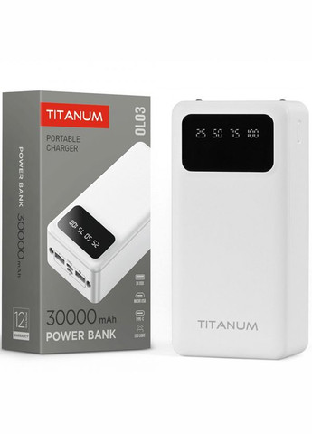 Повербанк 30000mAh OL03 White с фонариком (TPBOL03-W) Titanum