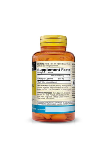 NAC N-ацетил L-цистеїн, 500 мг, N-Acetyl L-Cysteine,, 60 капсул Mason Natural (315145927)