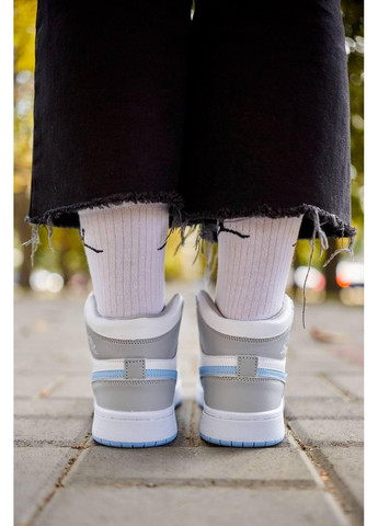 Серые демисезонные кроссовки мужские nike air jordan 1 retro high grey blue найк аир джордан No Brand