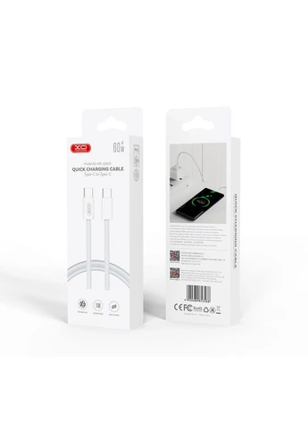 Кабель NBQ260A High-fashion Series Type-C Type-C 60W 1m USB Type-C - USB Type-C 1 м білий XO (402272418)