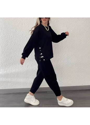 ✨Базовый костюм из трикотажной замши с кнопками на свитшоте (замеры в описании) GD/GL Модний простір (366439303)