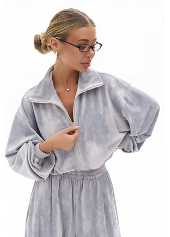 Женский спортивный костюм из велюра: укороченная кофта + широкие брюки MonCher (363173094)