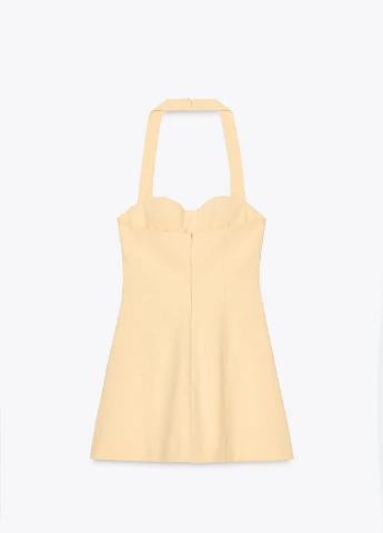 Горчичное кэжуал платье Zara однотонное