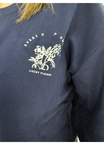 Темно-синяя зимняя пижама женская батальная байковая кофта + брюки Saimeiqi